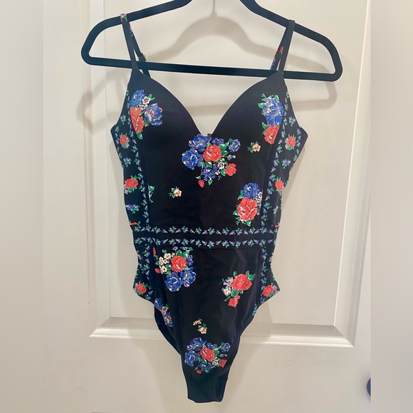 TORY BURCH Tea Rose Heirloom Stripe Floral Print One Piece Swimsuit - Picture 8 of 15
